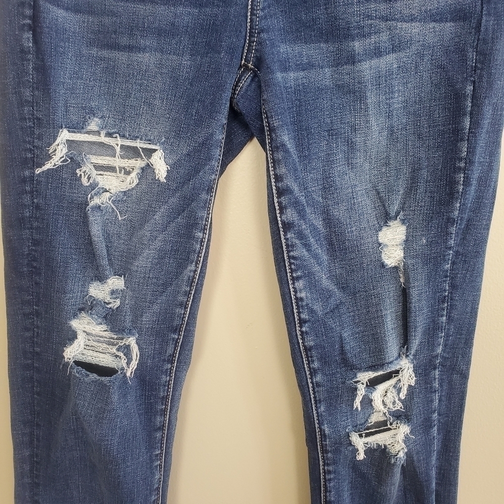 AE 2 American Eagle Skinny Jeans Super Hi Rise Jegging Ripped Distressed Stretch - Picture 6 of 12